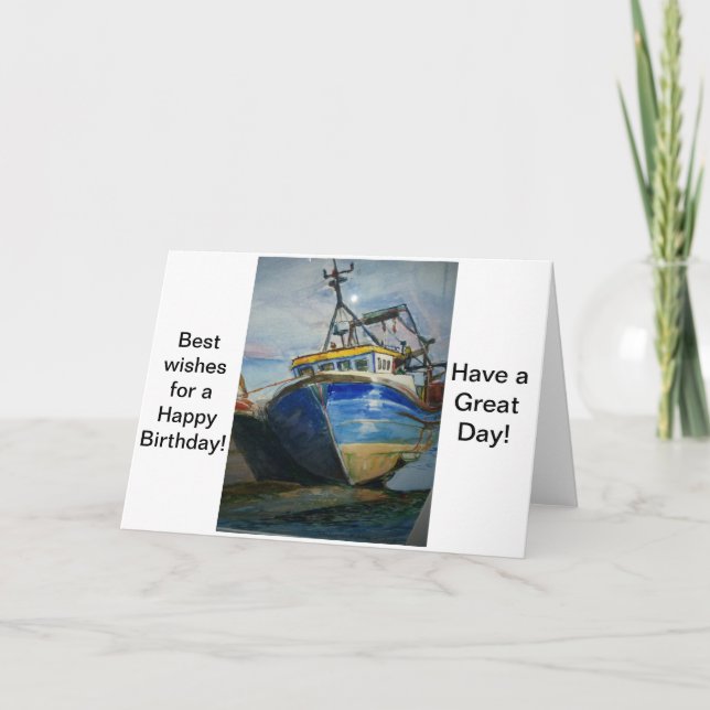 Carte d'anniversaire avec bateau (Devant)