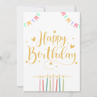 Carte d'anniversaire avec bougies pastel et guirla