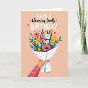 Carte d'anniversaire avec bouquet de fleurs à la m