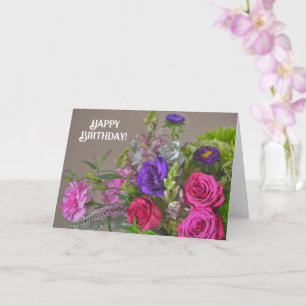 Carte d'anniversaire avec bouquet de roses Pretty