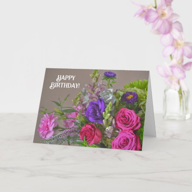 Carte d'anniversaire avec bouquet de roses Pretty  (Orchidée)