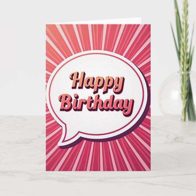 Carte d'anniversaire avec bulle de parole vibrante (Devant)