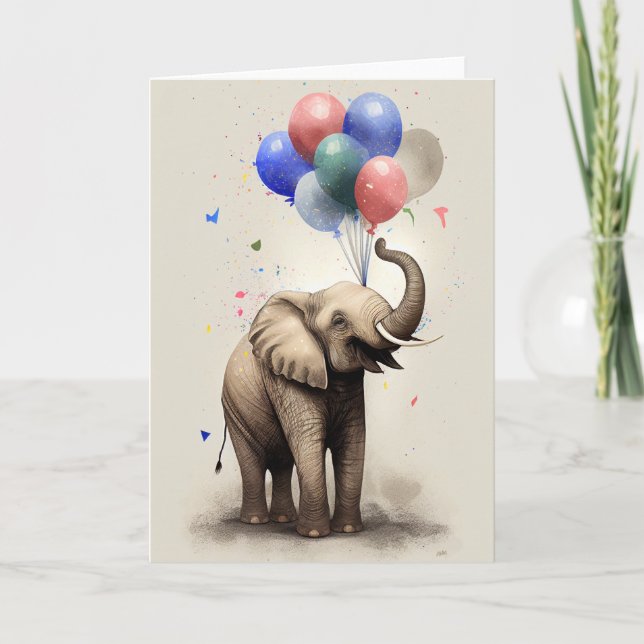 Carte d'anniversaire avec carte de voeux Elephant (Devant)