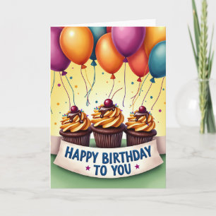 Carte d'anniversaire avec célébration de ballons