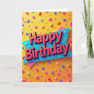 Carte d'anniversaire avec célébration en lettres d