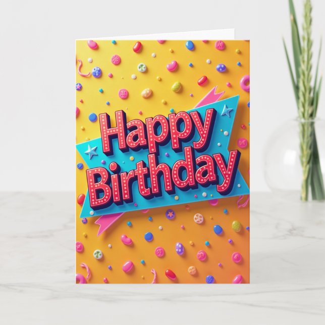 Carte d'anniversaire avec célébration en lettres d (Devant)