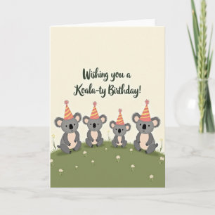 Carte d'anniversaire avec chapeau de fête en famil