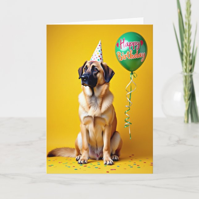 Carte d'anniversaire avec chapeau de fête pour chi (Devant)