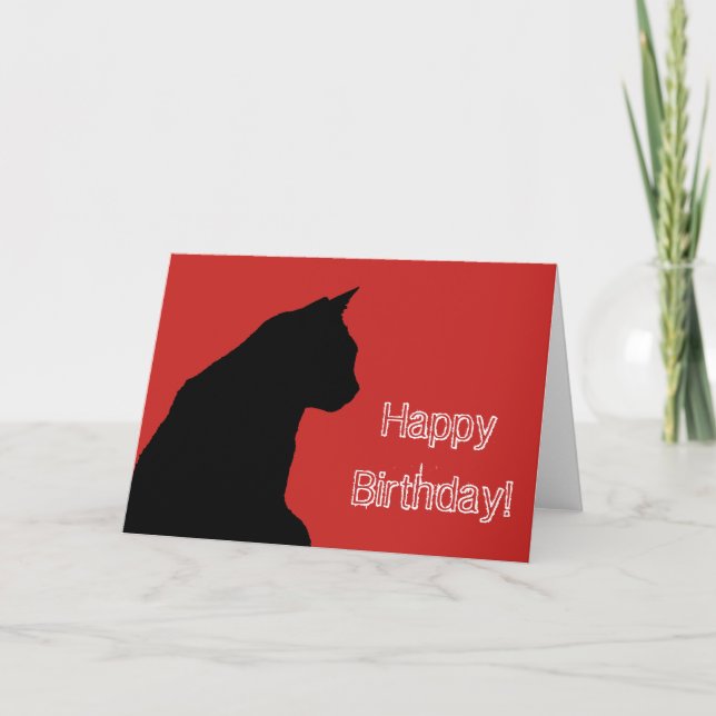Carte d'anniversaire avec chat noir (Devant)