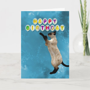 Carte d'anniversaire avec chats siamois