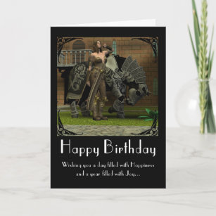 Carte d'anniversaire avec cheval et guerrier médié