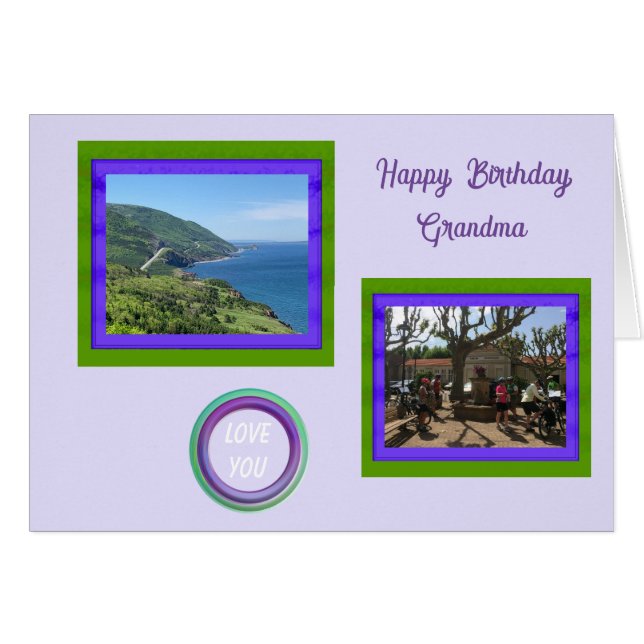 Carte d'anniversaire avec collage de photos de gra (Devant horizontal)