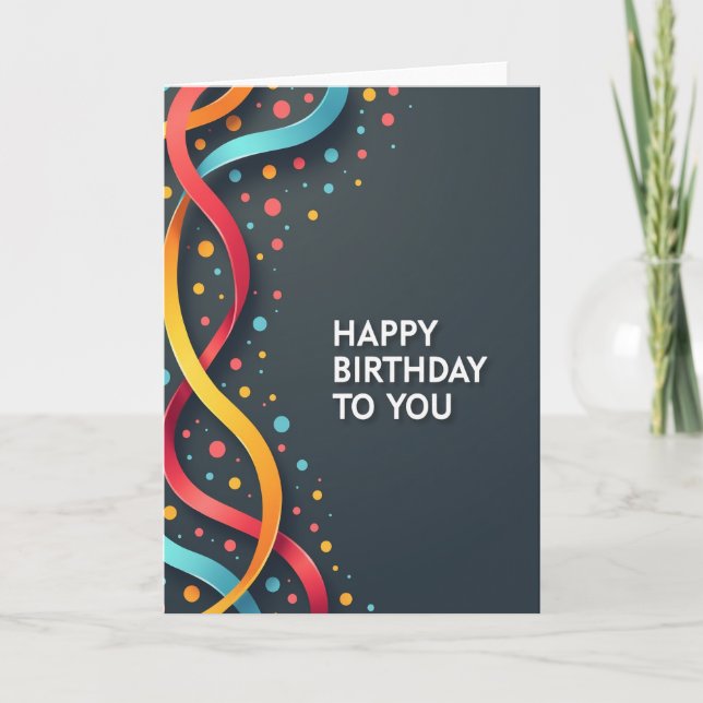 Carte d'anniversaire avec confettis en ruban (Devant)