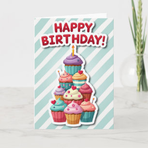 Carte d'anniversaire avec décor de gâteaux