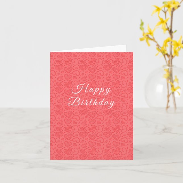 Carte d'anniversaire avec des cœurs - Romantique (Fleur jaune)