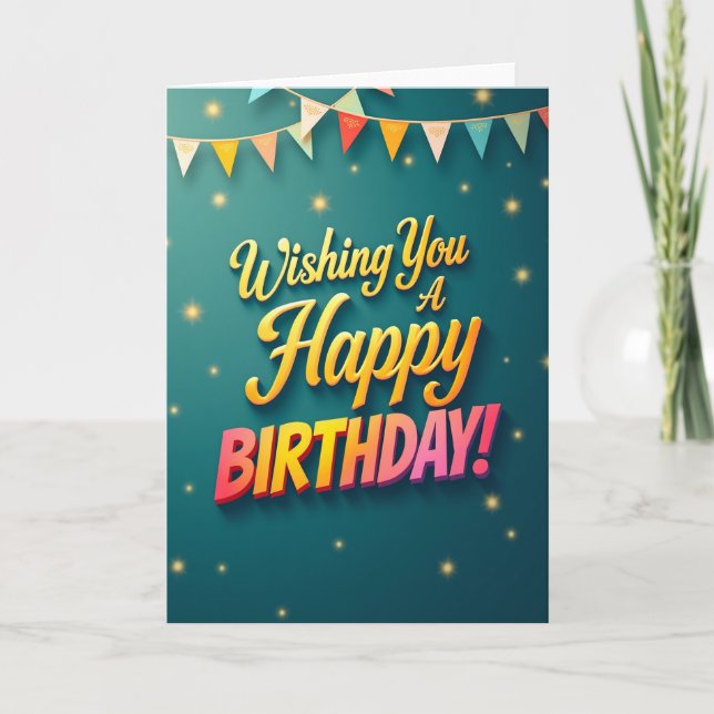 Carte d'anniversaire avec des éclats d'étoile sarc (Devant)