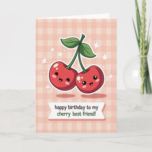 Carte d'anniversaire avec des fruits à carreaux (Devant)