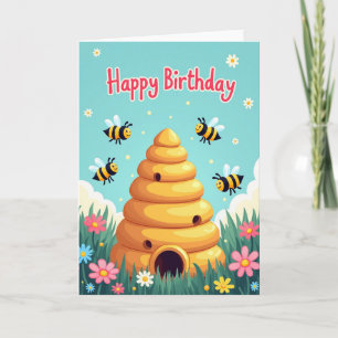 Carte d'anniversaire avec des insectes volants dou