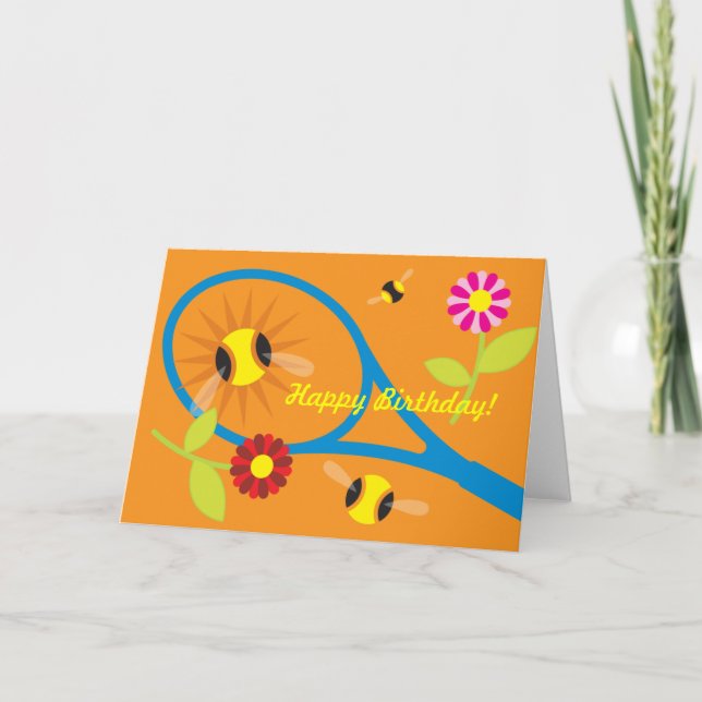Carte d'anniversaire avec design de tennis mignon (Devant)