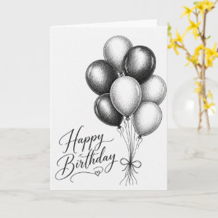 Carte d'anniversaire avec dessin de ballons noir e