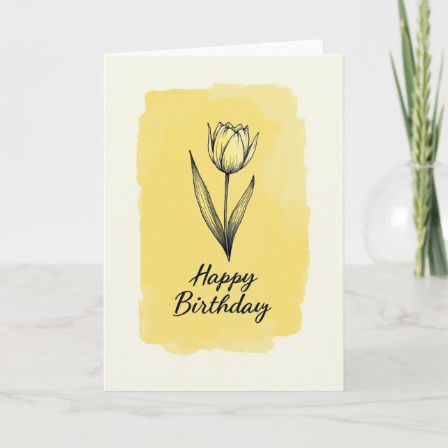 Carte d'anniversaire avec dessin en ligne douce (Devant)