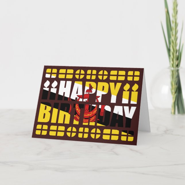 Carte d'anniversaire avec drapeau de Brunei (Devant)