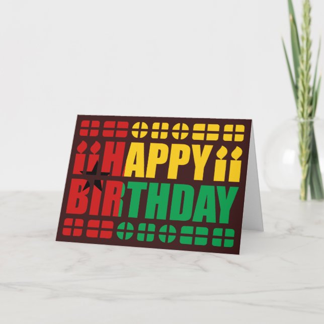 Carte d'anniversaire avec drapeau de Guinée-Bissau (Devant)