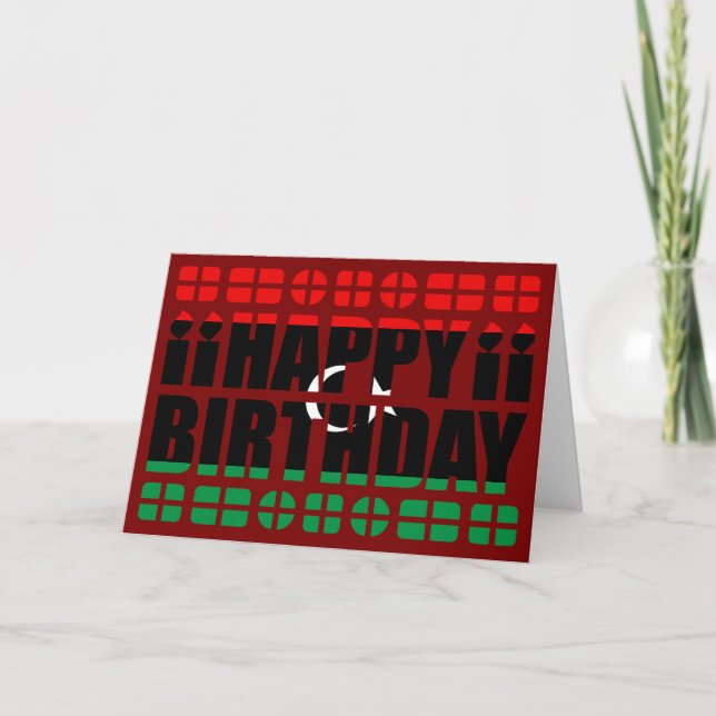 Carte d'anniversaire avec drapeau de Libye (Devant)