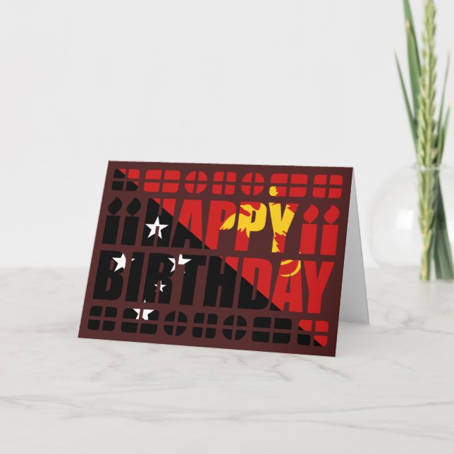 Carte d'anniversaire avec drapeau de Papouasie-Nou (Devant)