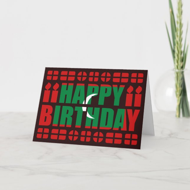 Carte d'anniversaire avec drapeau des Maldives (Devant)