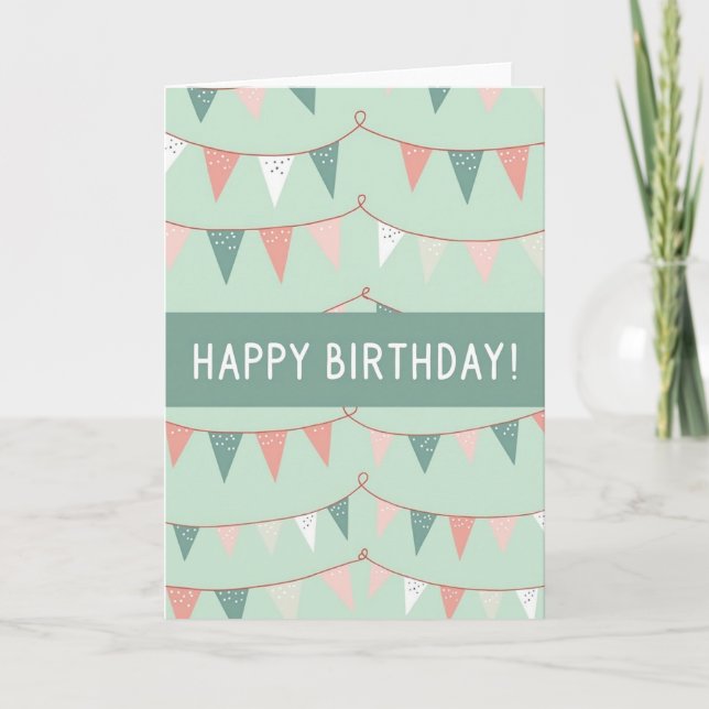 Carte d'anniversaire avec drapeau dessiné à la mai (Devant)