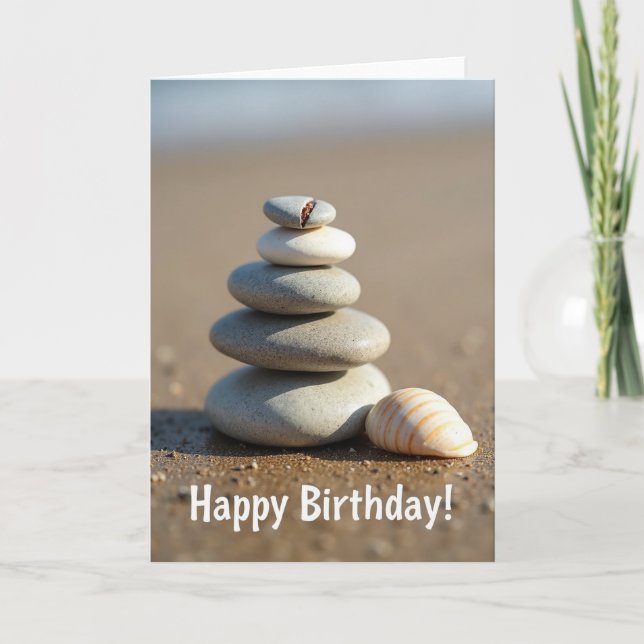 Carte d'anniversaire avec empilement de pierres se (Devant)