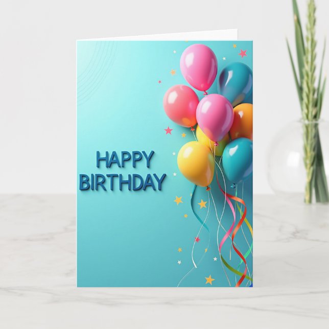 Carte d'anniversaire avec explosion de ballons (Devant)
