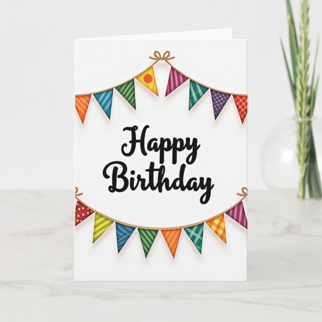 Carte d'anniversaire avec fanion festif (Devant)