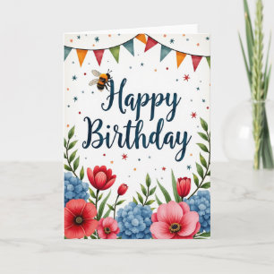 Carte d'anniversaire avec fanions de fête