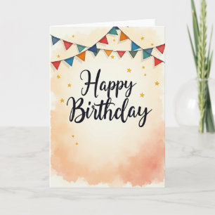 Carte d'anniversaire avec fanions doux