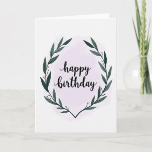 Carte d'anniversaire avec feuillage doux