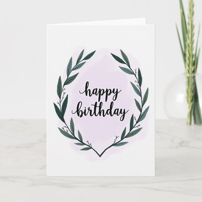 Carte d'anniversaire avec feuillage doux (Devant)