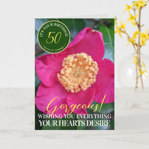 Carte d'anniversaire avec fleur de camélia rose vi