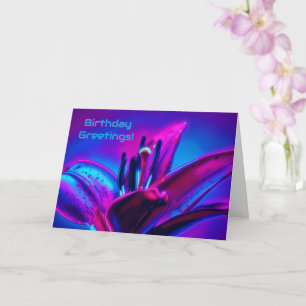 Carte d'anniversaire avec fleurs de lys en art néo