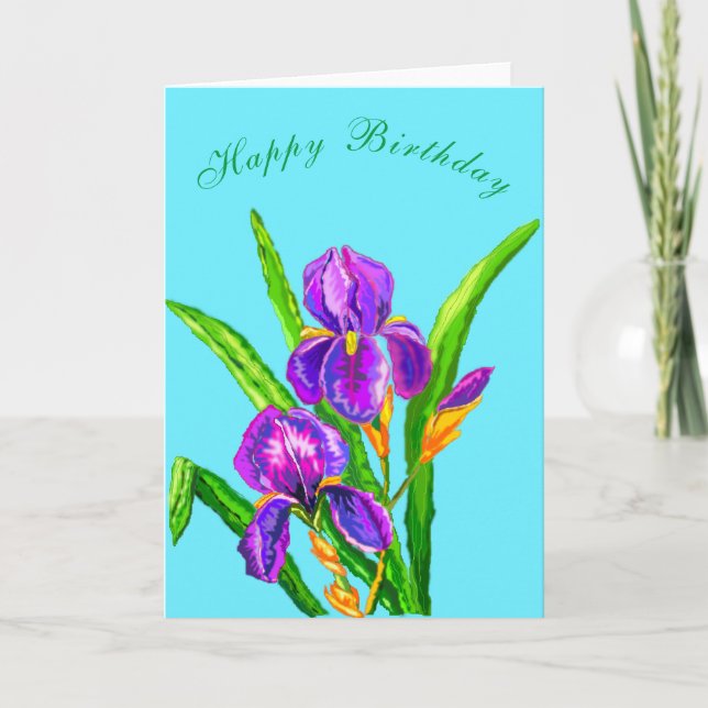 Carte d'anniversaire avec Fleurs d'Irises - Votre  (Devant)