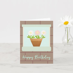 Carte d'anniversaire avec fleurs en papier à la fe