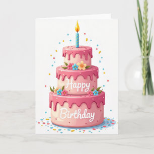 Carte d'anniversaire avec gâteau à étages