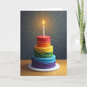 Carte d'anniversaire avec gâteau à étages vibrant
