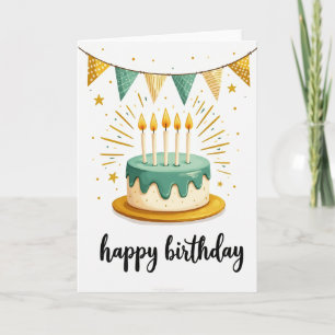 Carte d'anniversaire avec gâteau à goutte sarcelle