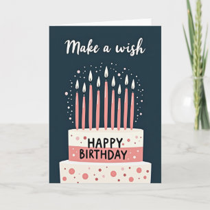 Carte d'anniversaire avec gâteau à pois