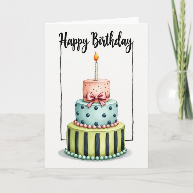 Carte d'anniversaire avec gâteau encadré (Devant)