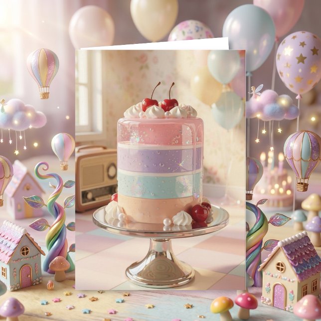 Carte d'anniversaire avec gâteau fantaisiste paste (Créateur téléchargé)