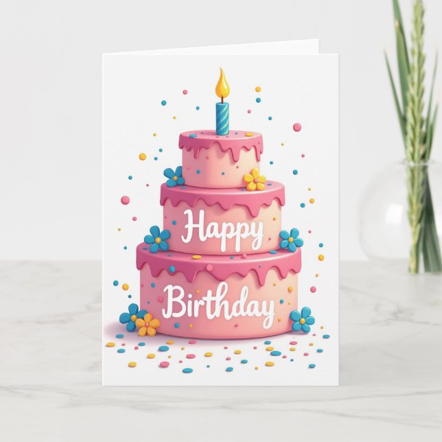 Carte d'anniversaire avec gâteau givré (Devant)