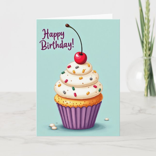 Carte d'anniversaire avec gâteau glacé (Devant)